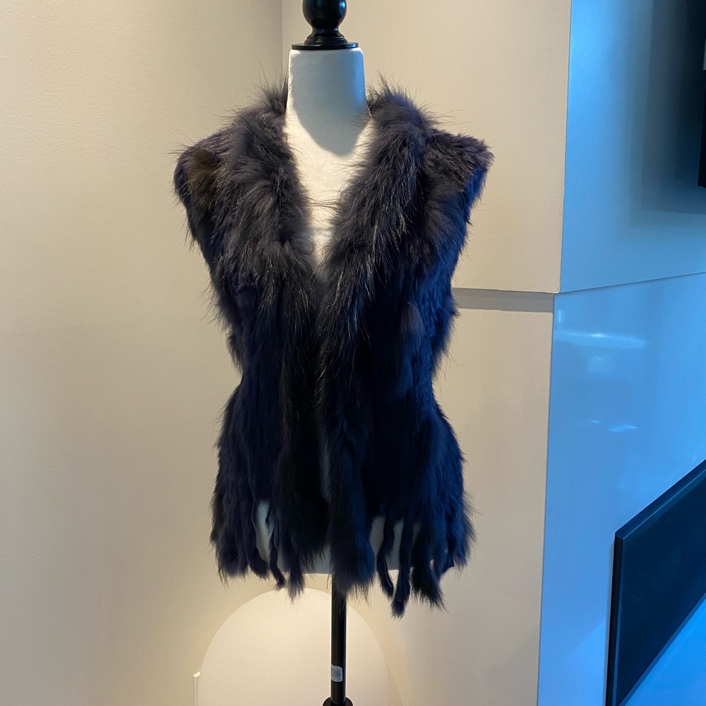 Navy Blue fur vest